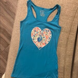 No Boundaries Blue Tank Top with Heart Design